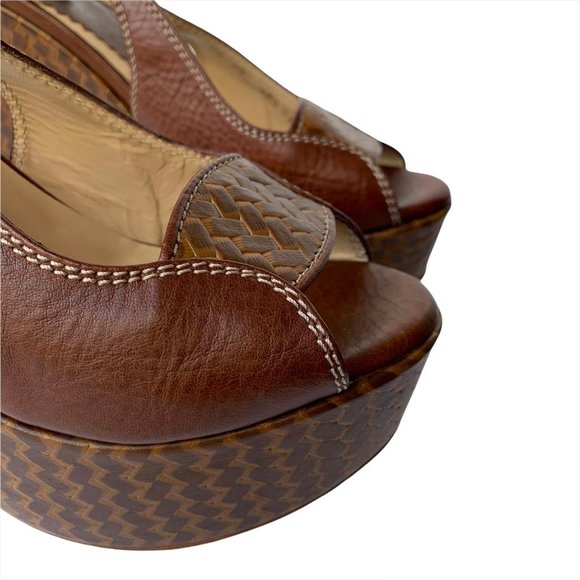 Emporio Armani Leather Platform Sandals | 37 | Brown - Picture 9 of 16